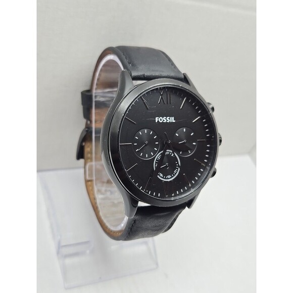 Fossil BQ2360 Fenmore Flynn Neutra Chronograph Black Leather Watch New Battery - Picture 3 of 12